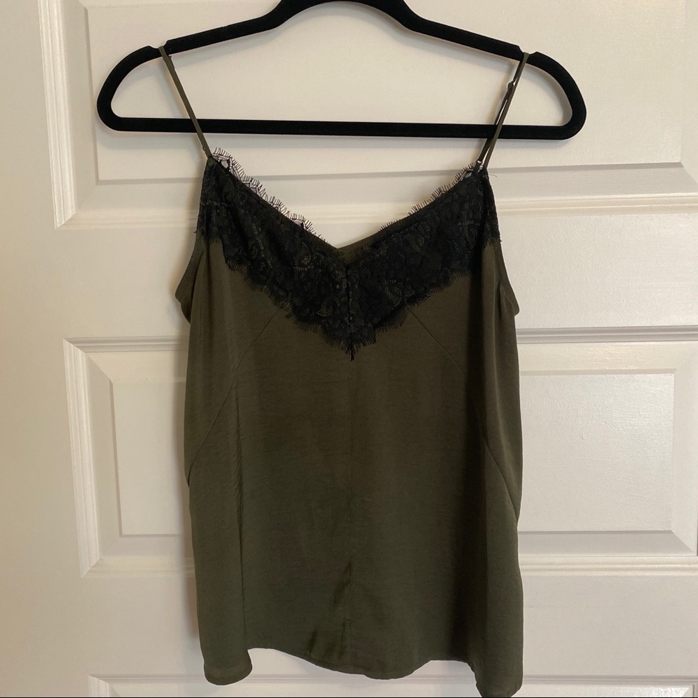army green lace detail silky camisole